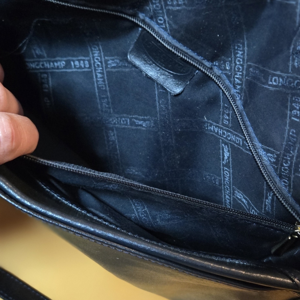 Longchamp Dark Blue Monogram Leather Bag Vintage Quiet Luxury - Picture 3 of 4